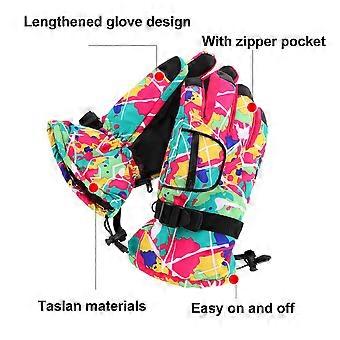 Outdoor Skiing Gloves Warm Hand Gloves for Women Waterproof Pink Winter