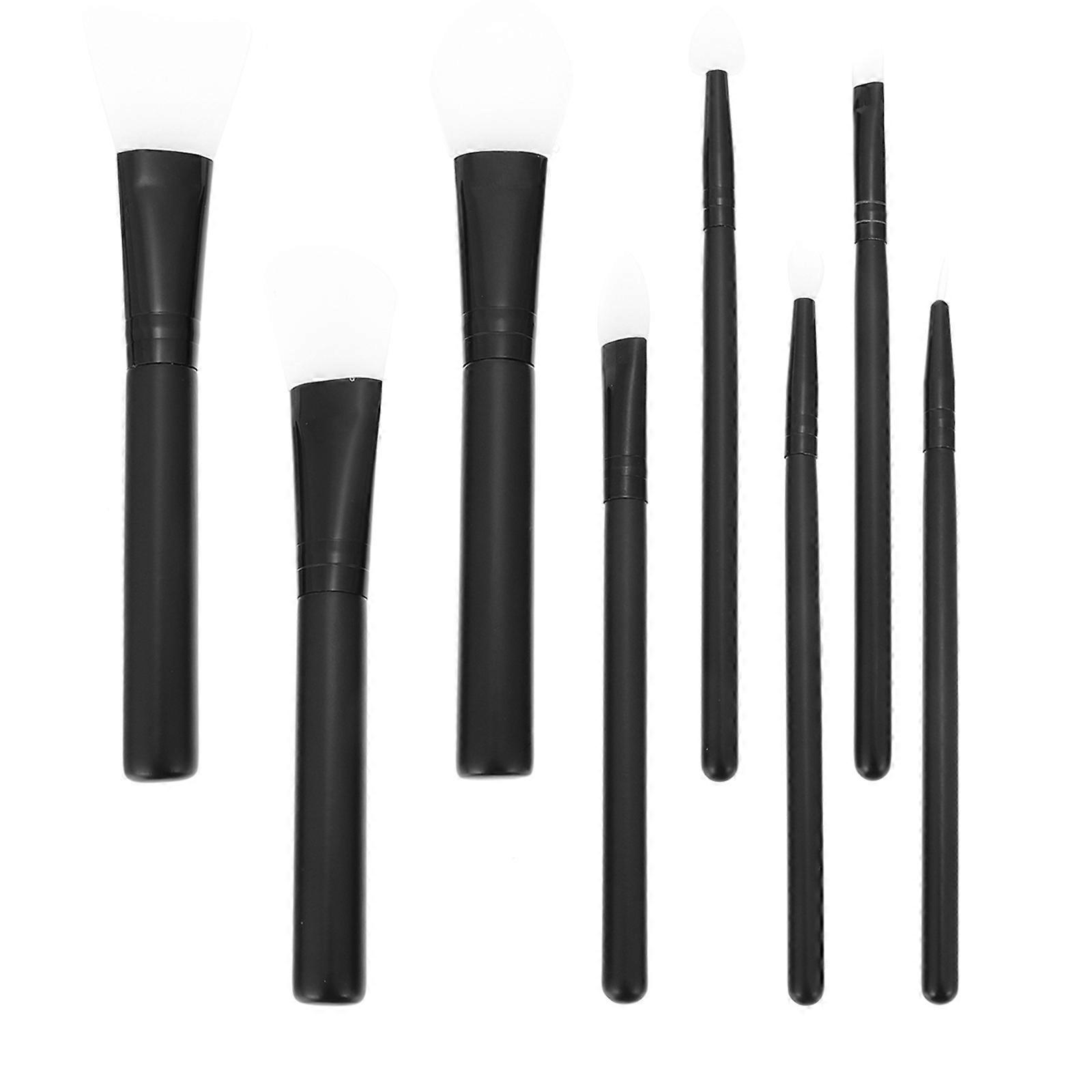Black Silicone Makeup Brush Pack for Concealer Blending 8Pcs Set
