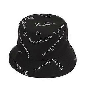 Sombrero de pescador de letras sombrero de sombrilla de moda para mujeres sombrero de sombrilla de ocio al aire librenegro