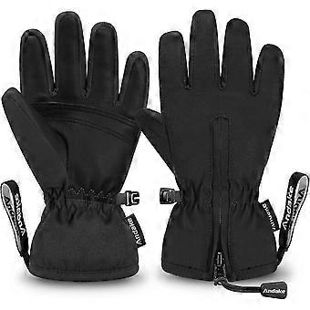 Luvas de neve infantis impermeáveis e respiráveis, luvas de esqui quentes de inverno para crianças de 2 a 14 anos, meninos e meninas, pretas, tamanho XXXS (serve para crianças de 2 a 4 anos).