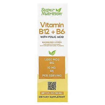 Super Nutrition, Vitamin B12 as Cyanocobalamin with Vitamin B6 and Folic Acid, Raspberry Lemon, 1 fl