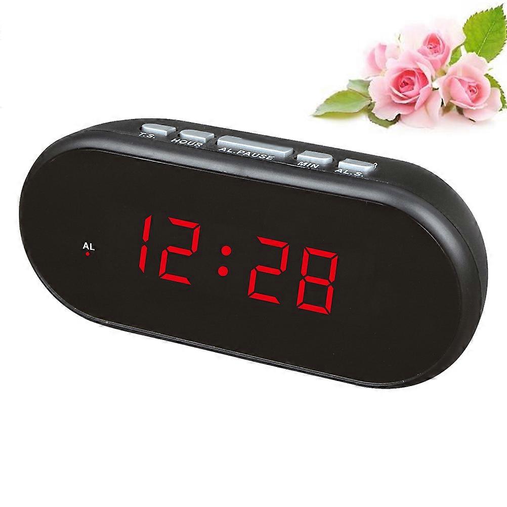 USB Creative LED Alarm Clock Plastic Clock Multi-Function Digital Alarm Clock for Home School (Red)