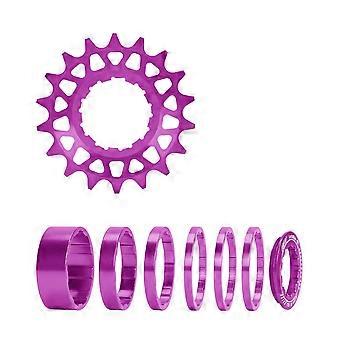 Single Speed Cassettes with Spacer and Locking Rings, 16T 18T Single Speed Cogs Conversion Kits for Multiple Speed Bikes  Purple