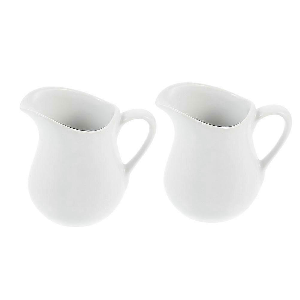 Portable Ceramic Milk Pitcher Set, 2Pcs White for Kitchen Dining Use