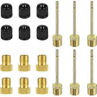 Set van 6 auto-ventieladapters van Presta naar Schrader. De Presta-ventieladapterset bevat 6 ventieldopjes en 6 balnaalden. Pomp de band op met een luchtcompressor of