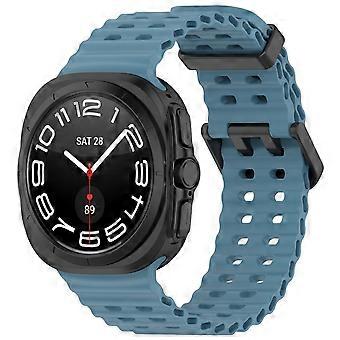 For Samsung Galaxy Watch Ultra 47mm Silicone Design Dual Buckle Replacement Arm Band Blue