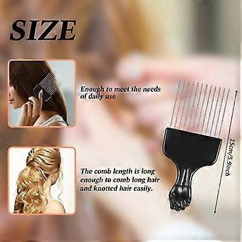 Black Afro Pick Comb Metal ir Pick Comb Plastic Afro ir Pick Comb Wide Teeth Metal ir Coloring Comb Wig Braid Comb irdressing Tool,