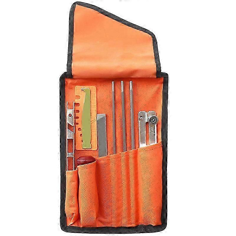 10Pcs Chainsaw Sharpener File Kit,Wood Handle,Files,Depth Gauge,Round Files,Filing Guide suitable for Sharpe