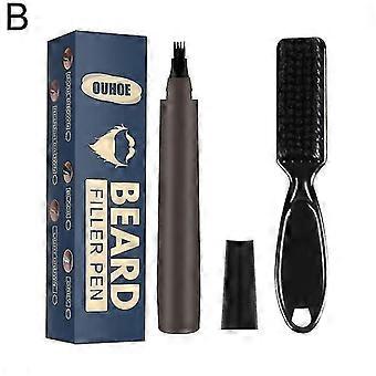 Kit de pluma de relleno de barba Cepillo potenciador de barba Impermeable relleno de cabello negro lápiz hombre bigote barba reparación Shaping pluma colorante