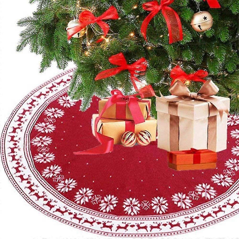 Red Knitted Christmas Tree Cover