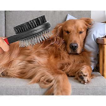 Dog Brush For Grooming 2 Edge Needle And Bristles To Remove Shed Long And Short Hairs