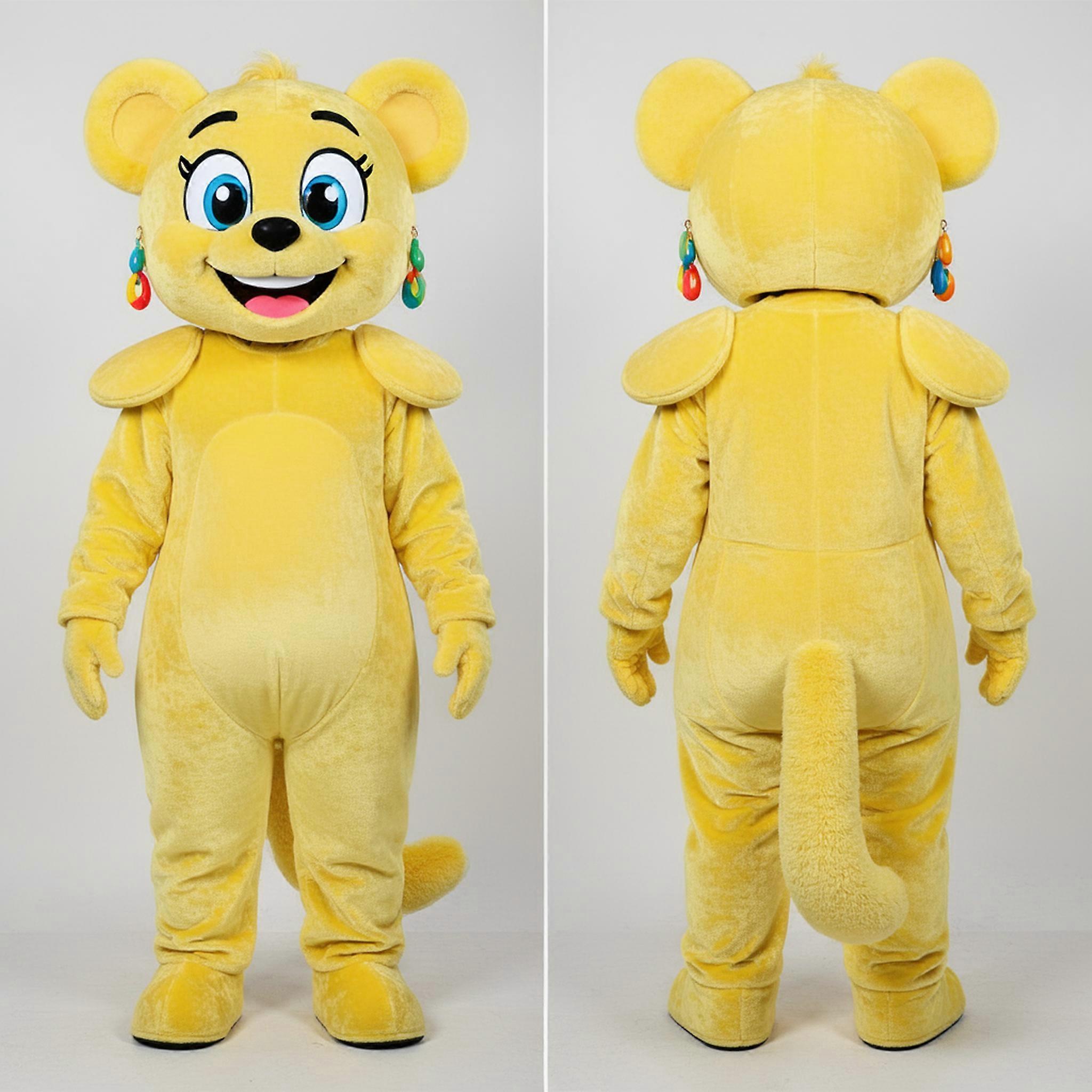 MASTICOT Lemon Yellow Grinning Hyena Mascot