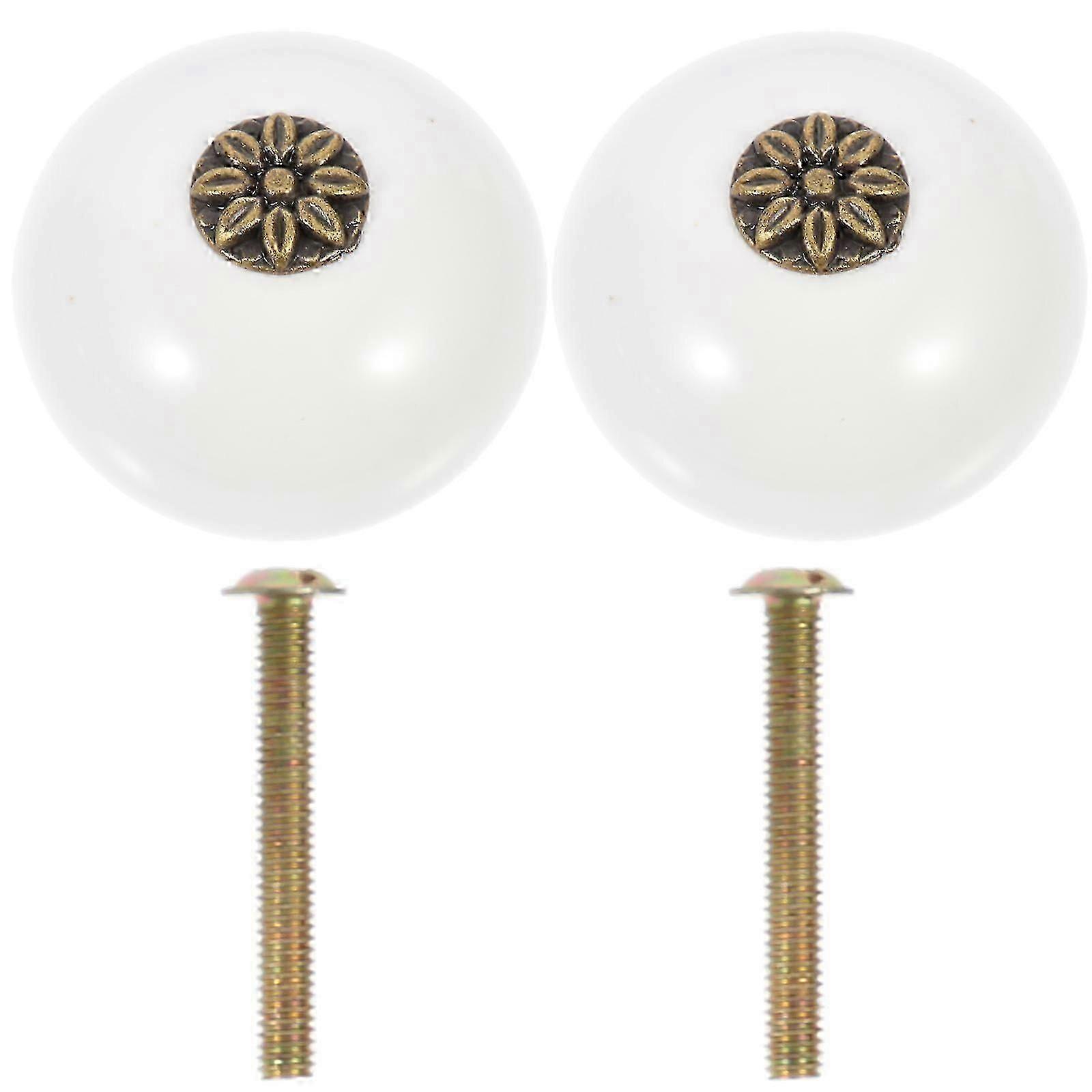 Round Cabinet Drawer Knobs, Zinc Alloy White, 2Pcs,x