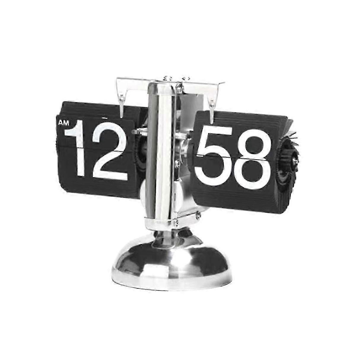 Retro Quartz Flip Table Clock with Internal Gear Operation, Small Scale