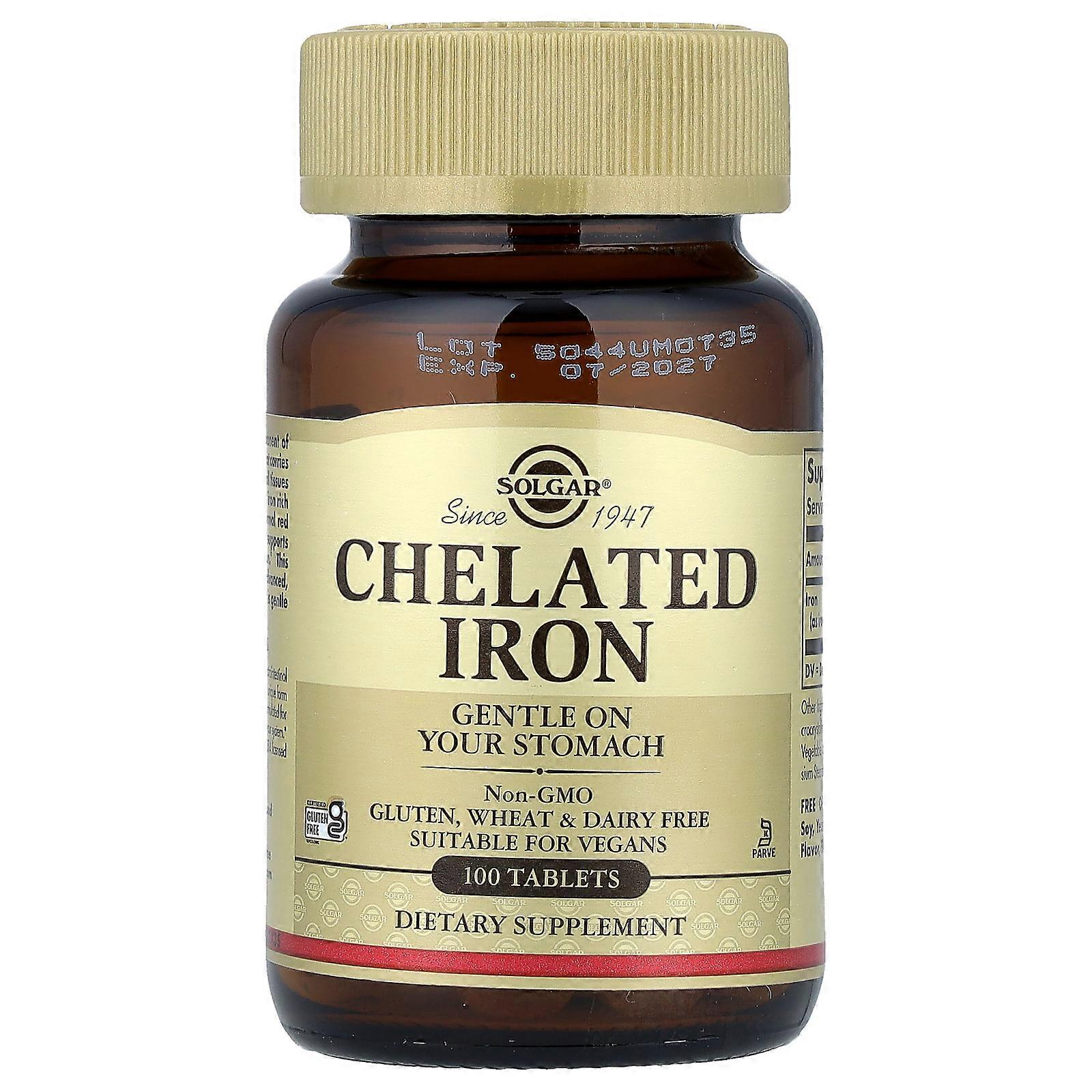 3 x Solgar, Chelated Iron, 100 Tablets (25 mg per Tablet)