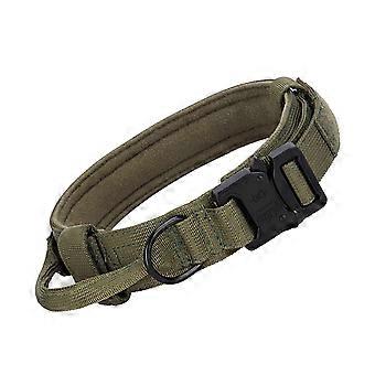 Dog Training Collar Professional Nylon Webbing Neck Protection Adjustable Pet Collar for Medium Large Dogs Green L