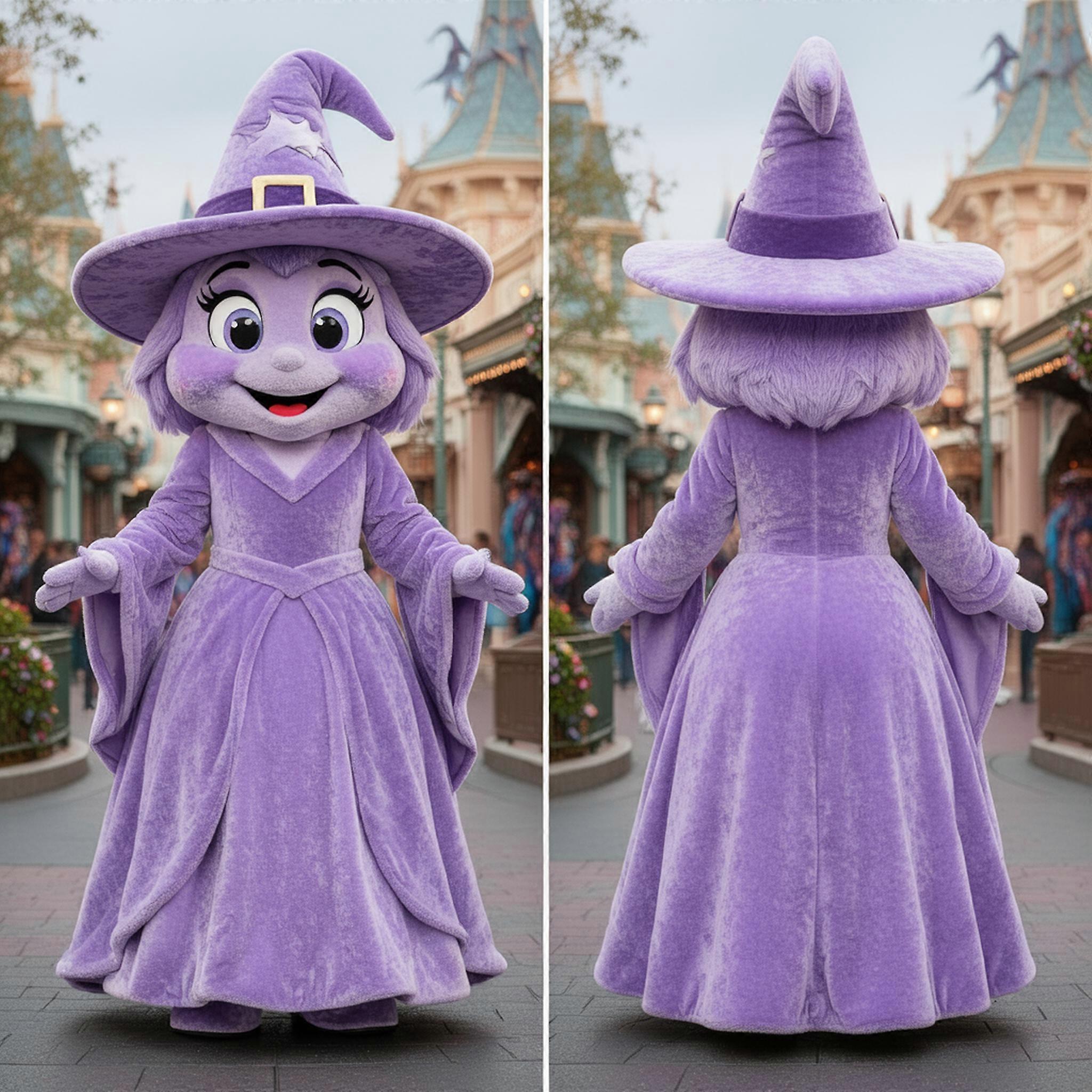 MASTICOT Lavender Cartoon Witch Mascot