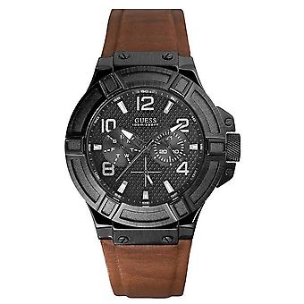 Guess rigor watch for Men Analog Quartz with Cowskin Bracelet W0040G8