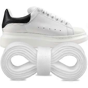 White Flat Replacement Shoelaces 45 Inches, Durable Polyester, Sealed Ends, Compatible with Alexander McQueen Sneakers