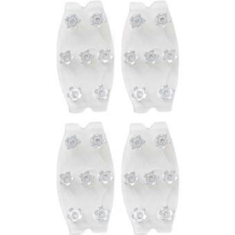 Shoe Grips Anti Slip, 4 Pieces Ice Cleats for Shoes and Boots, Portable 7-Teeth Ice Spikes for Shoes, Winter Travel Crampons for Running Hiking Rock C