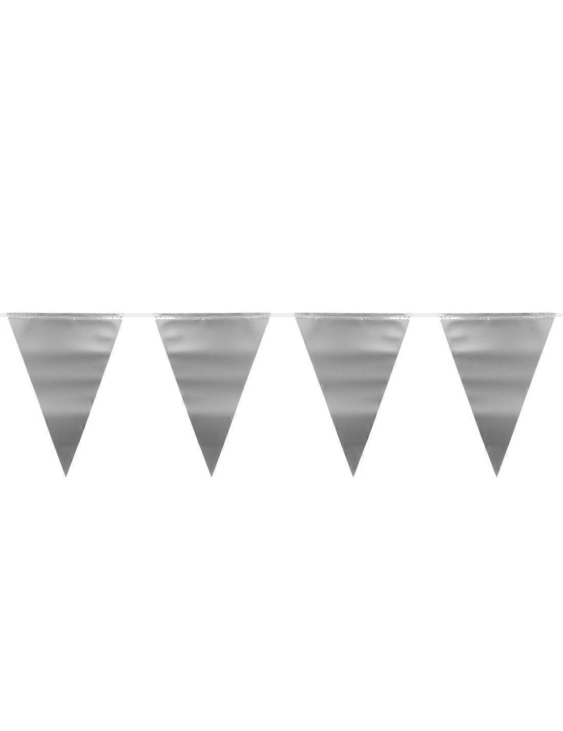 6m Metallic Silver Pennant Garland