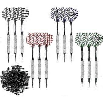 100-Pack Soft Tip Darts with 14g Weight Complete with Dart Flights and Plastic Tips-SSZFV