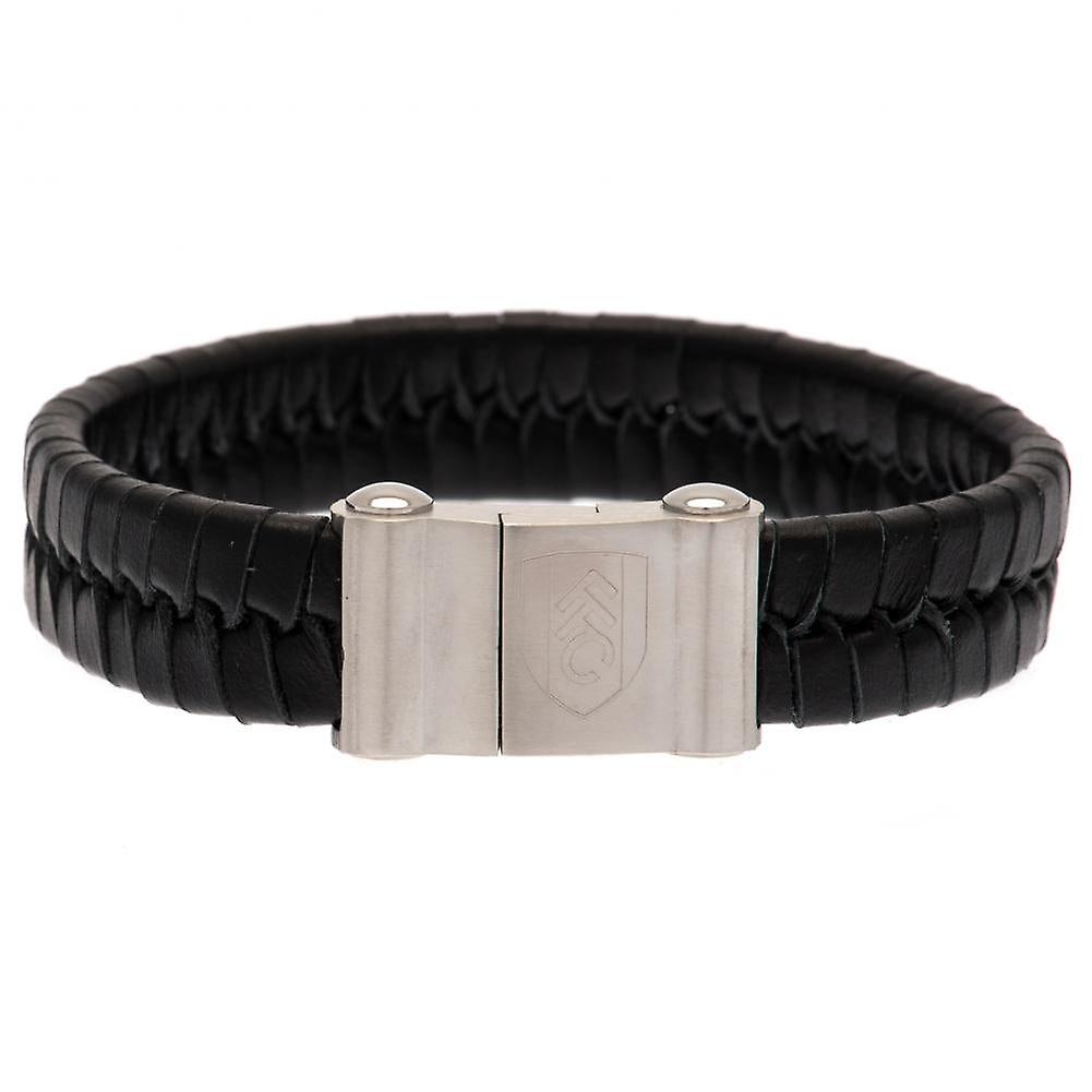 Fulham Fc Single Plait Leather Bracelet