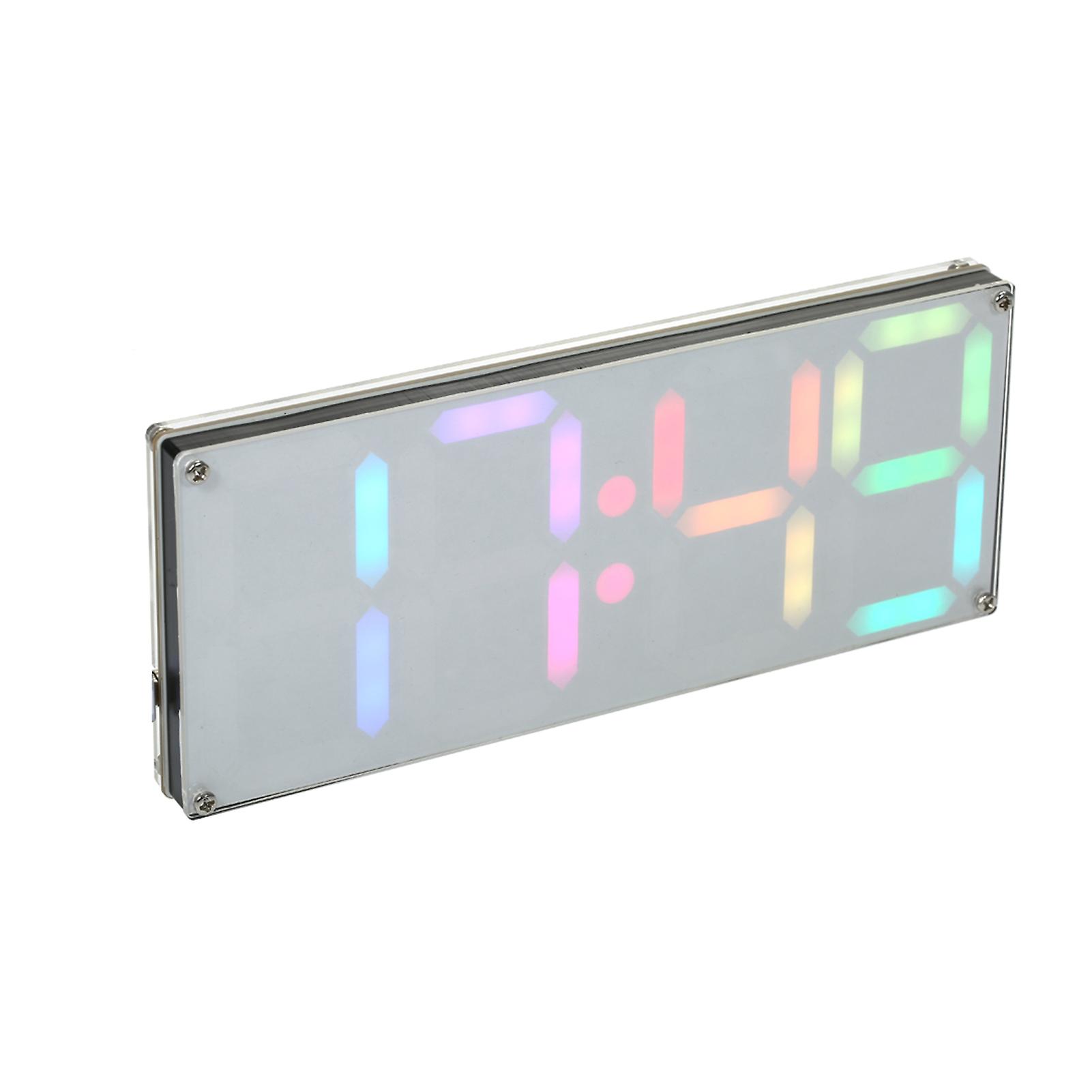 Diy 4-digit Digital Led Clock Kit With Rainbow Colors And Transparent Case