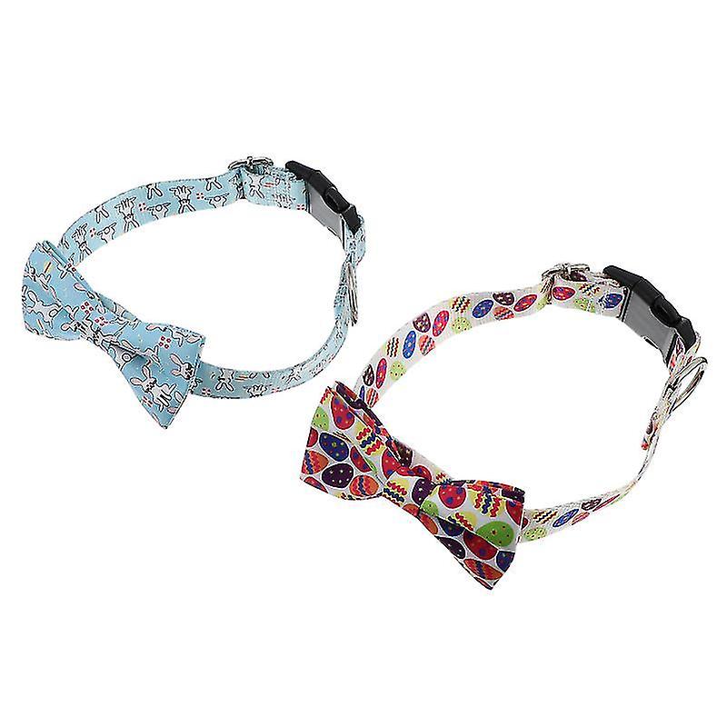 50X2.5x0.5cm Assorted Color Pet Collars & Harnesses 2pcs Easter Bowtie Cat Collars Pet Collars With