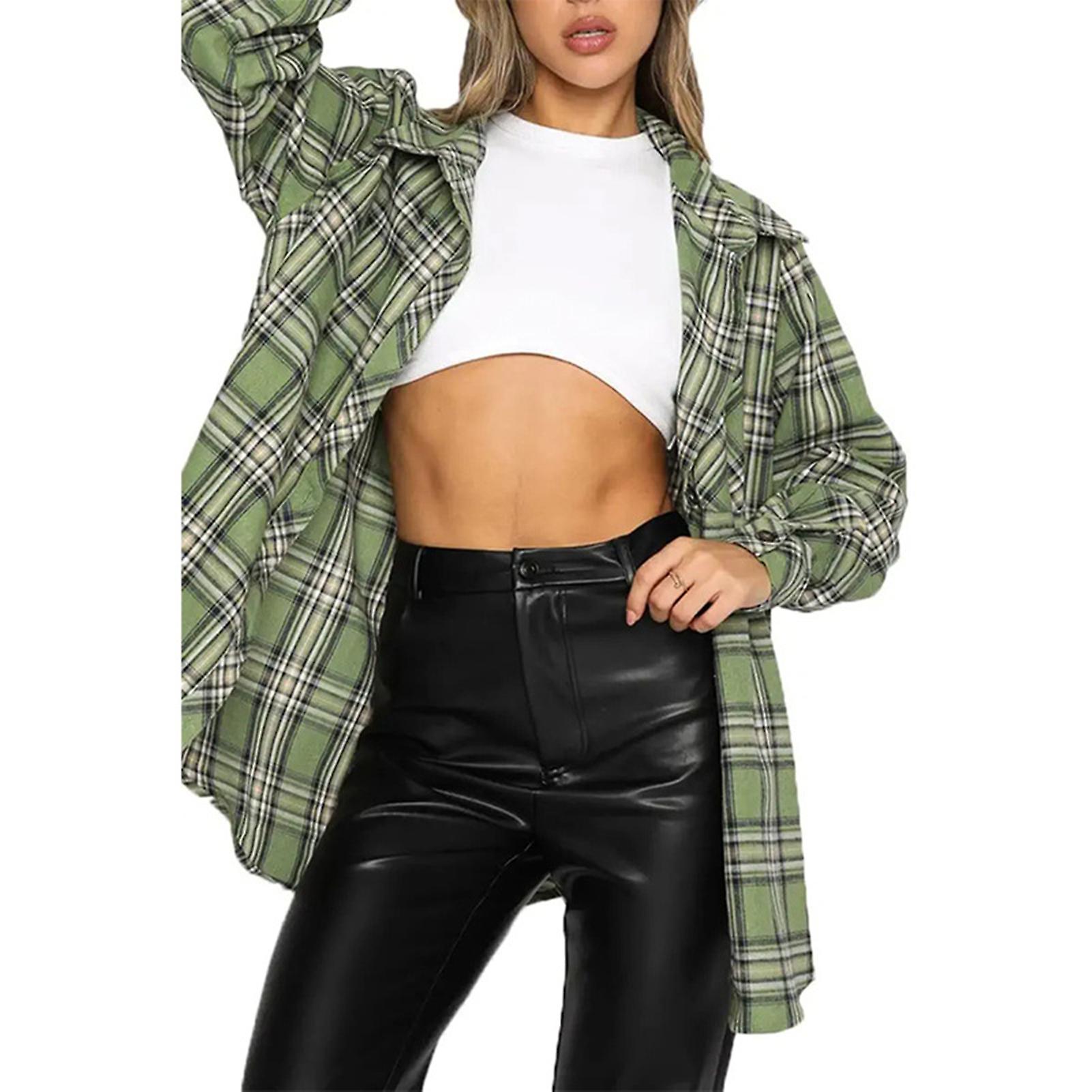 Damen Herbst Freizeithemd Kariert Langarm Cardigan