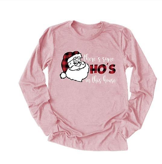 Women's Autumn Winter Long Sleeve New High Quality Fashion Christmas Print Loose Top Ladies There's Some Ho's In This House Print Casual Round Neck Sw