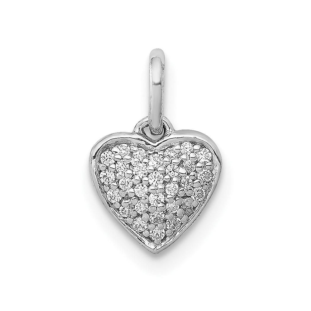 10k White Gold 1/10ct. Diamond Love Heart Pendant Necklace-Pendant for Women - .4 Grams .10 dwt