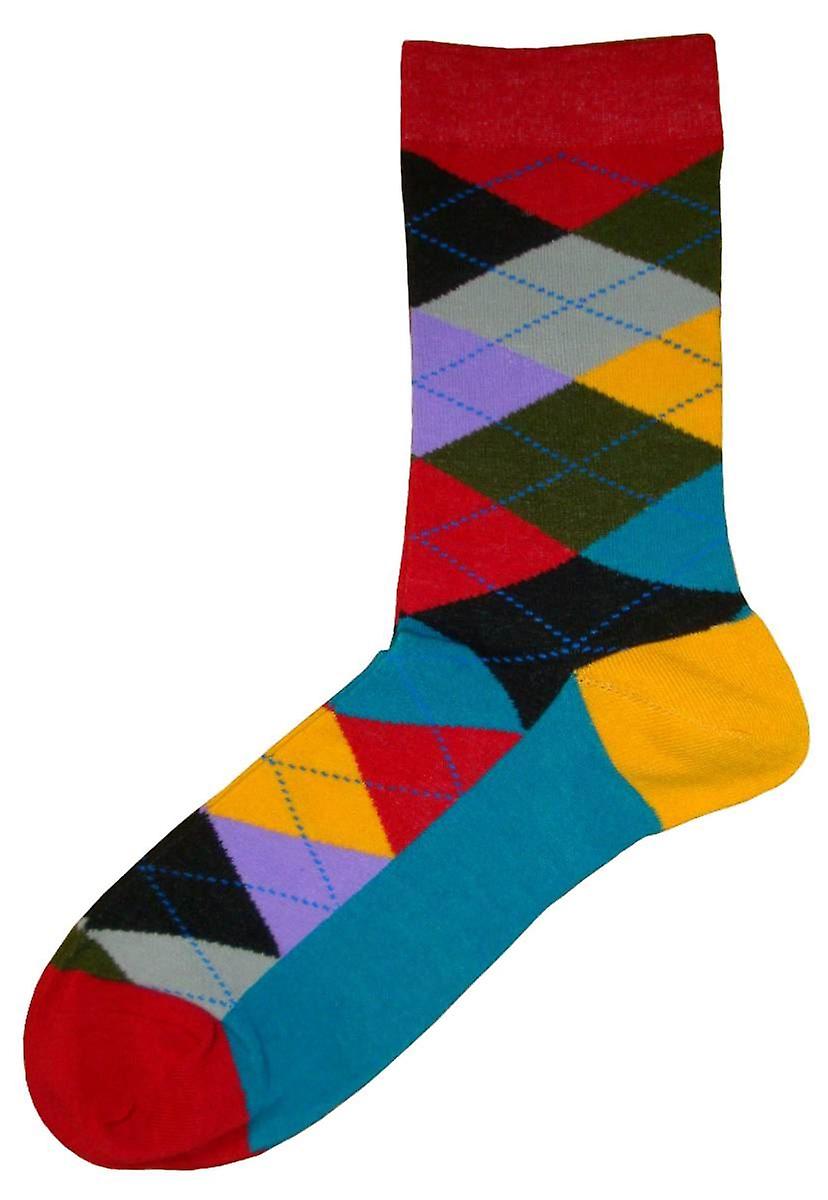 Bassin and Brown Argyle Socks - Multi-colour