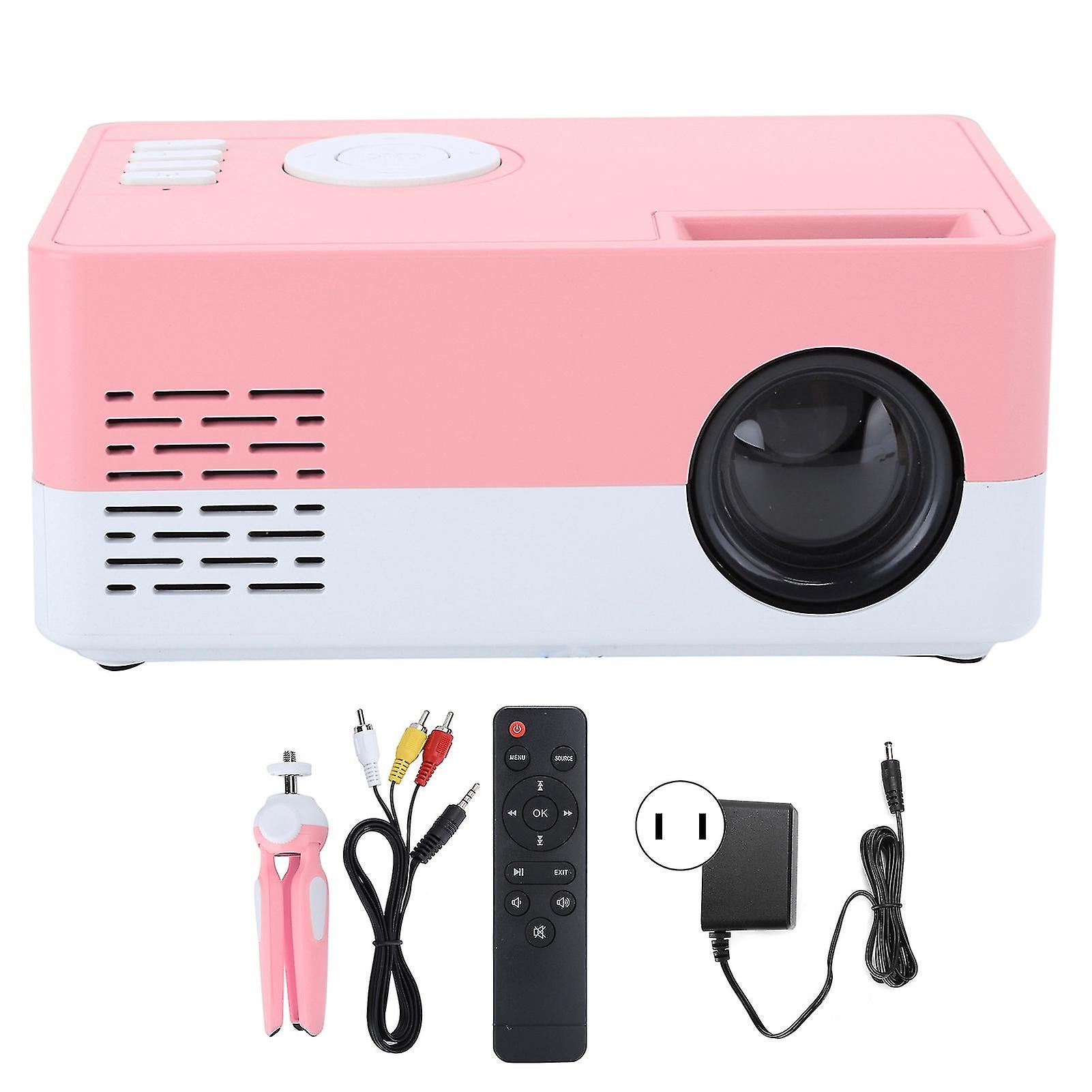 Mini Portable Projector Led Home Theater Video Media Player Projector With Rack 100240v White Pink Us Plug