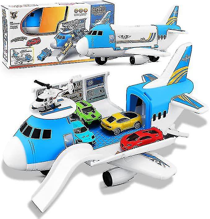 輸送貨物飛行機車おもちゃセット、4pcsミニ車車のおもちゃ&1ヘリコプター