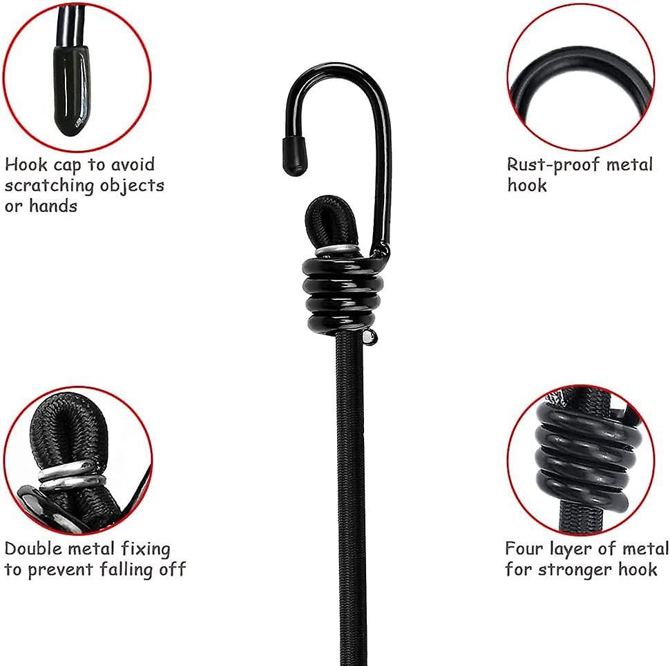 4 Pack Bungee Cord with Hooks, 40" Heavy Duty Bungee Cords with Durable