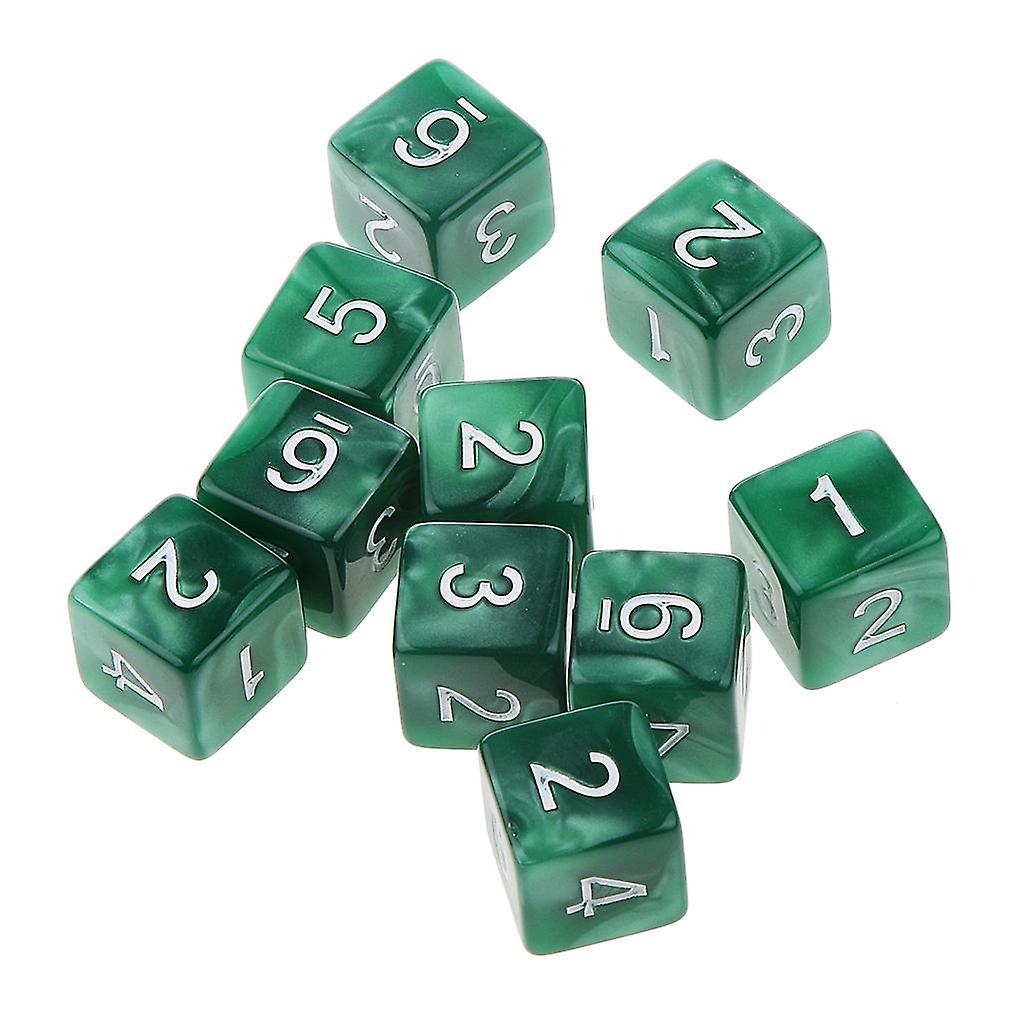 10pcs Six Sided Dice D6 Playing D&D RPG Party Games Dices green