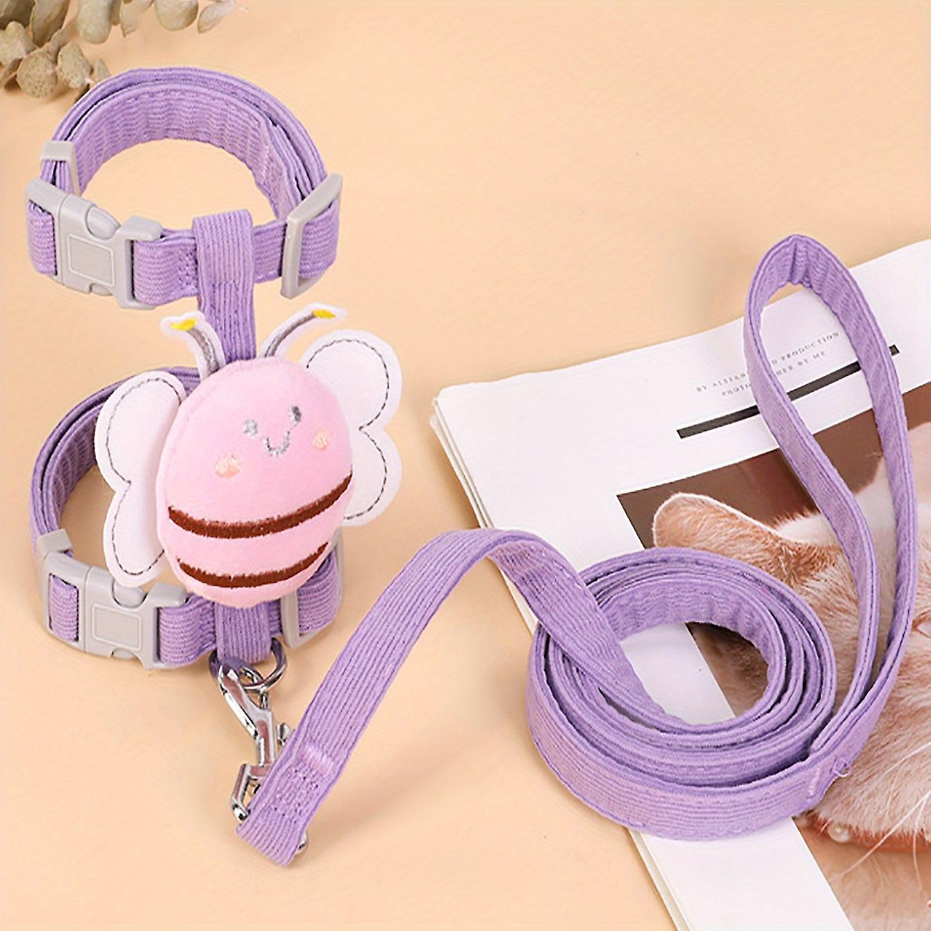 Cute Little Bee Decor Cat Vest Harness & Leash Set - Escape-proof Pet Harness For Walking