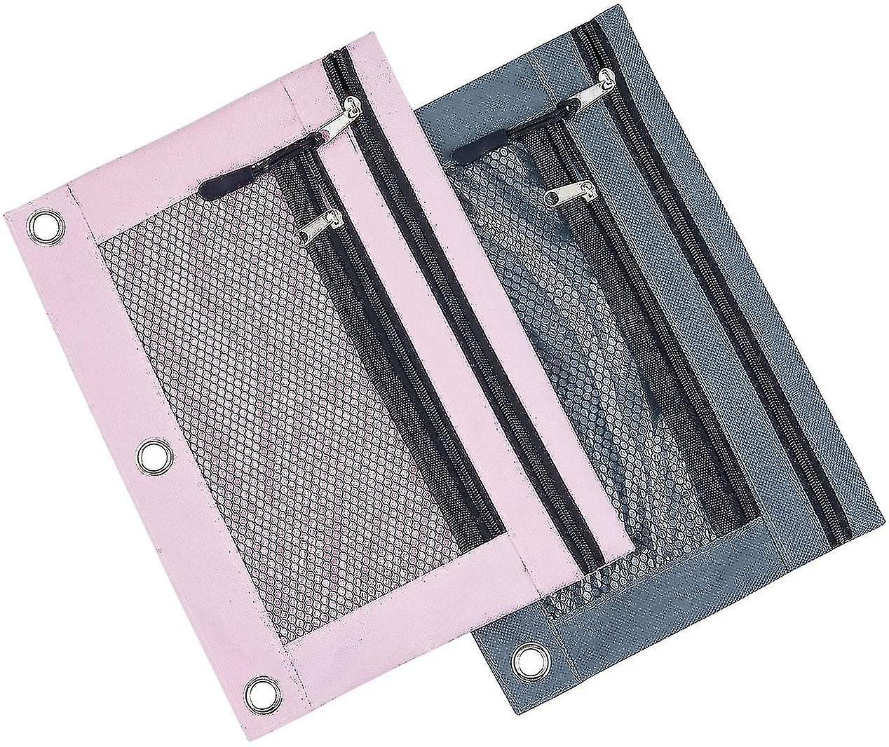 3 Rings Binder Pencil Pouch, Pencil Case With Clear Window