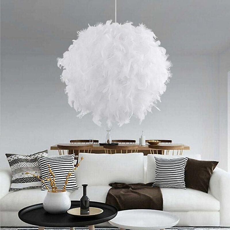 Feather hanging lamp, Chandelier diameter 30 cm white