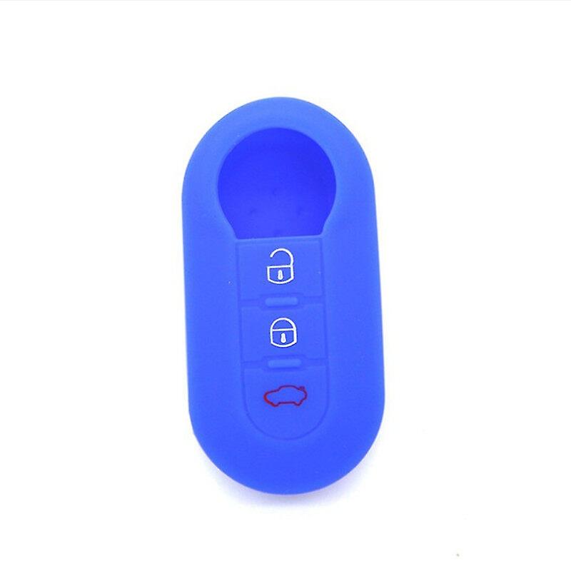 Fiat 500 3-Button Key fob Cover - Keyless Entry Protection, Silicone Blue