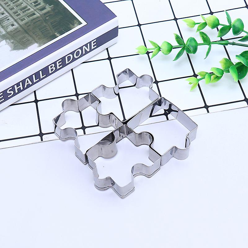 4pcs/set Cookie Puzzle Shape Stainless Steel Biscuit Mold Dessert Make Tool
