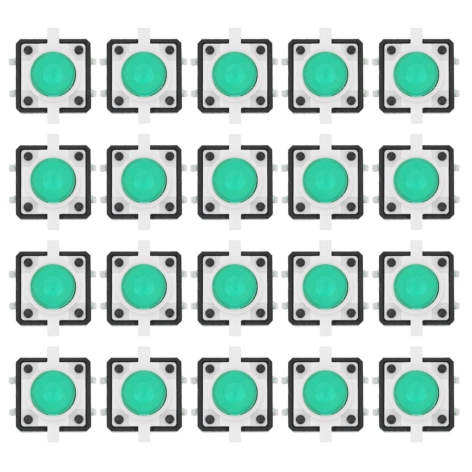 20PCS 12x12x7.3mm Tactile Push Button Switch LED Momentary Tactile Push Button SwitchGreen