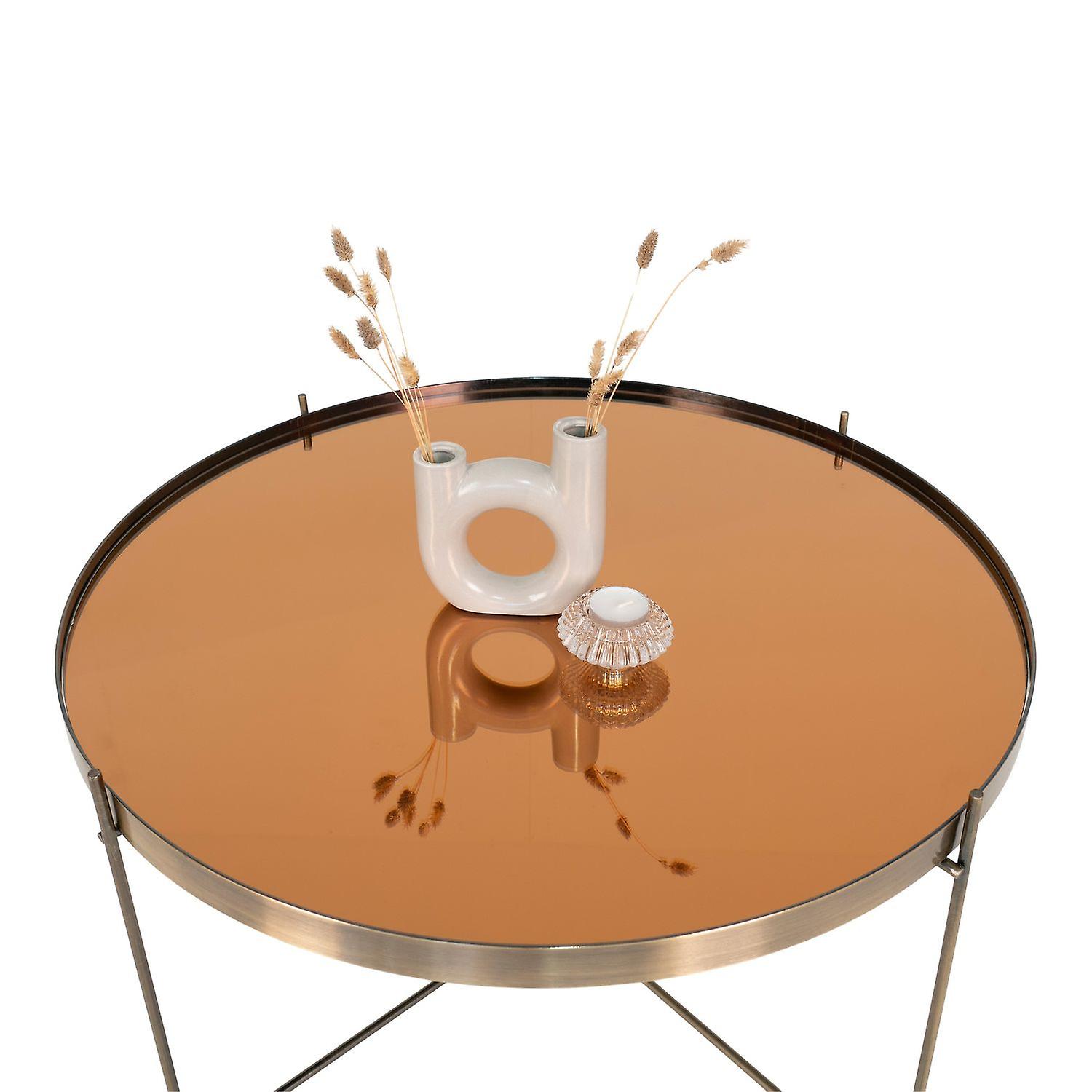 Table basse en acier aspect laiton Ø 70 x 40 cm