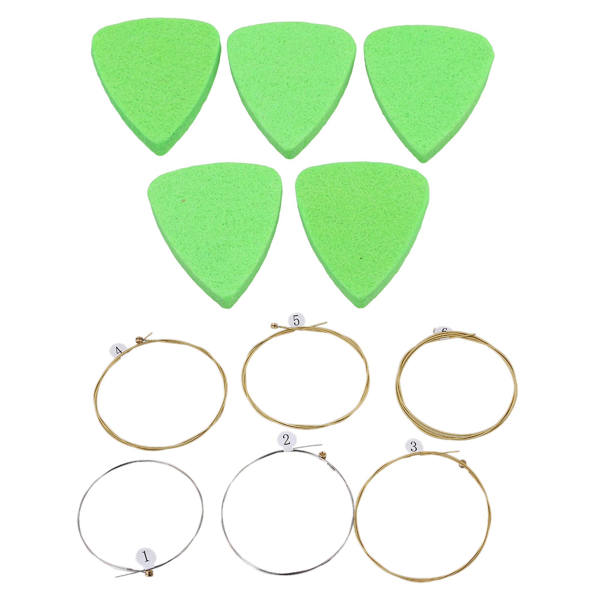 11Pcs Professional 3.8mm Green Wool Guitar Picks with Metal Strings Kit