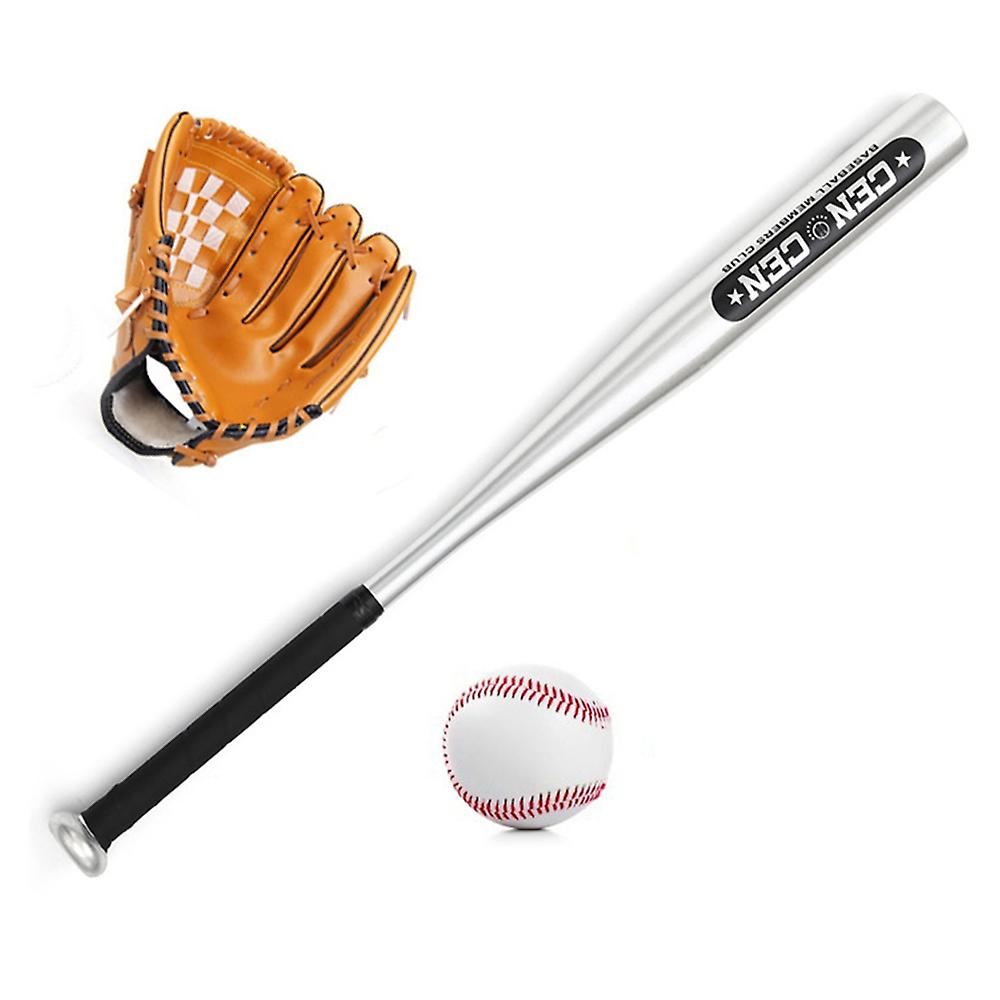 Basebollbollar Set Basebollträ + Baseboll + Basebollhandskar 25 tum Aluminiumlegering Baseboll Bat 10,5 tum PVC