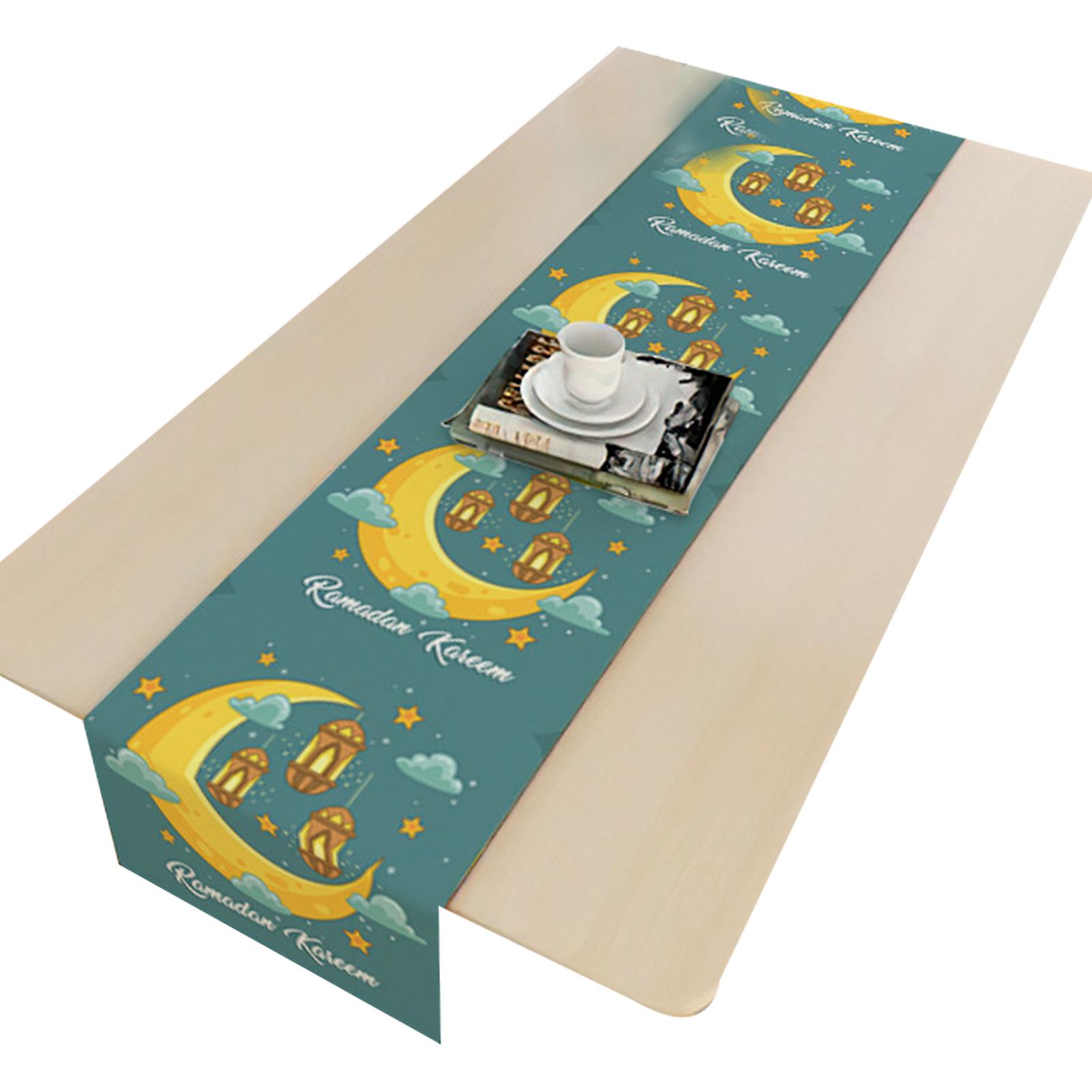 Ramadan Decoration Table Runner with Gold Star and Moon for Ramadan Table Decor