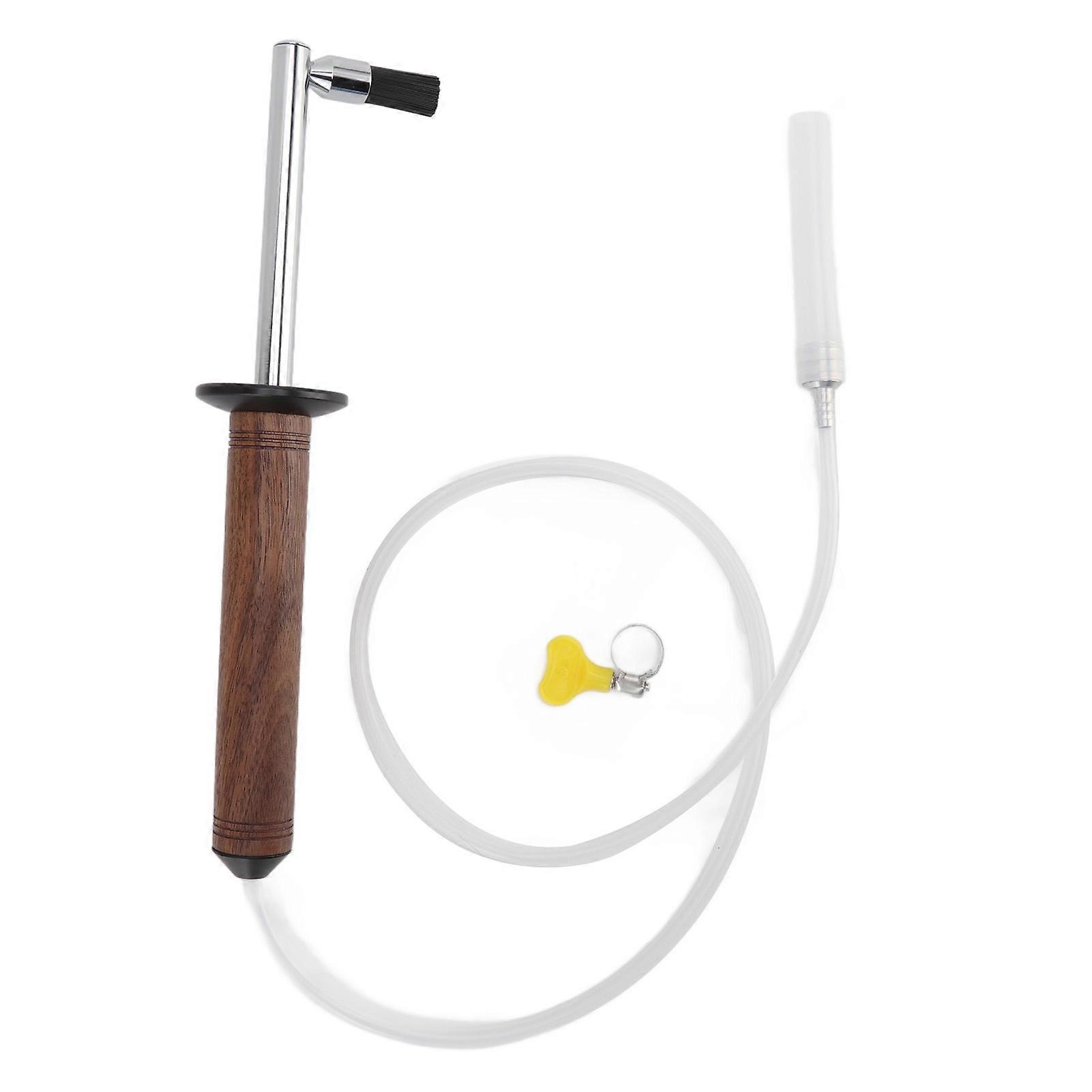 Wood-Handled Coffee Machine Brush with Removable Nylon Head for Steam Cleaning