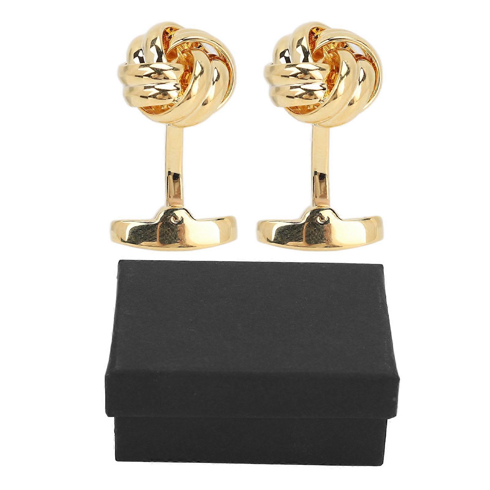 Gold Plated Brass Twisted Style Double Layer Cufflinks for Men
