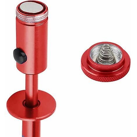 4 Claw Magnetic Pick Up Tool, Flexible Claw Magnetic Pick Up Tool with LED, Long Reach Foldable Handheld Pick Up Pick Up Small Trash Sink, Red